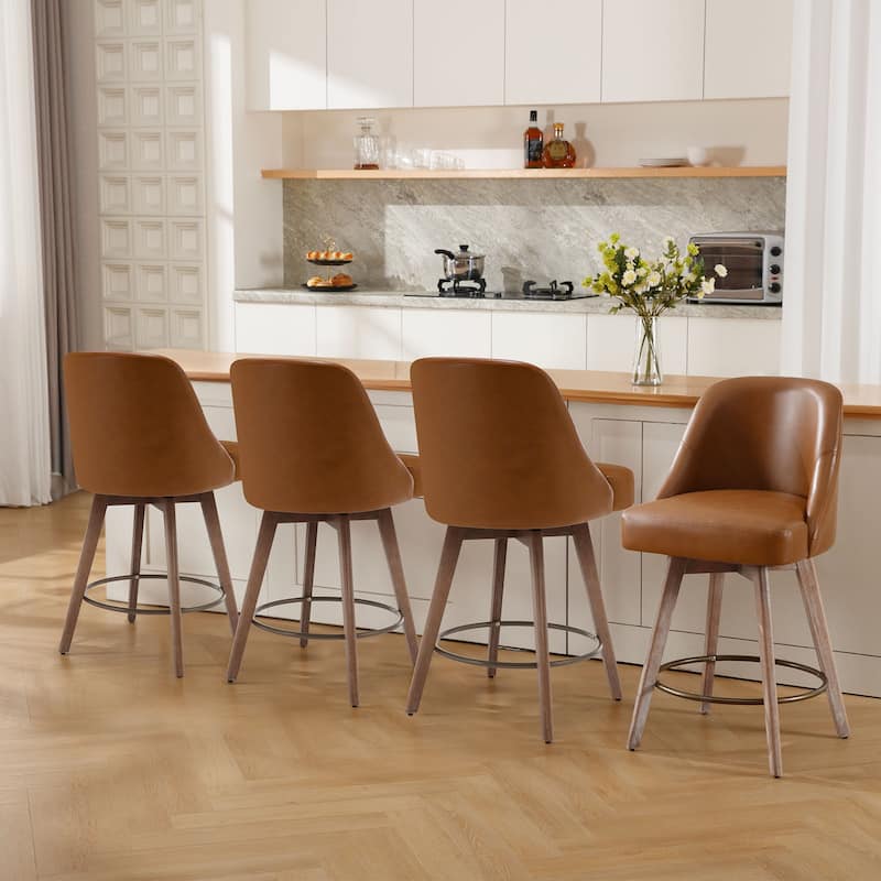 26" Counter Height Swivel Bar Stool, Upholstered Counter Stools - 39.37" (H) x 22.44" (D) x 21.65" (W)