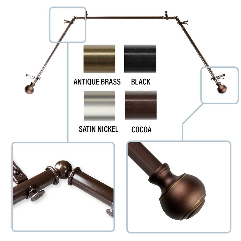InStyleDesign Vesper 13/16" Bay curtain rod 20"-36", 38"-72"