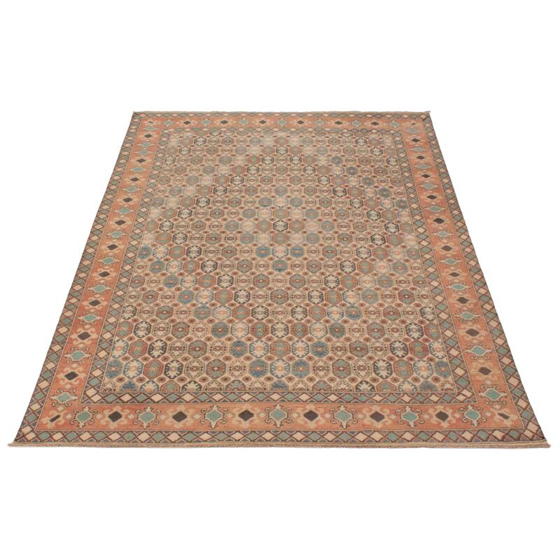 ECARPETGALLERY Hand-knotted Finest Ghazni Ivory Wool Rug - 6'6 x 9'4