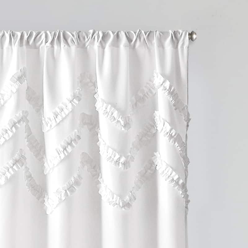 Chevron Ruffle Rod Pocket Curtain Panel