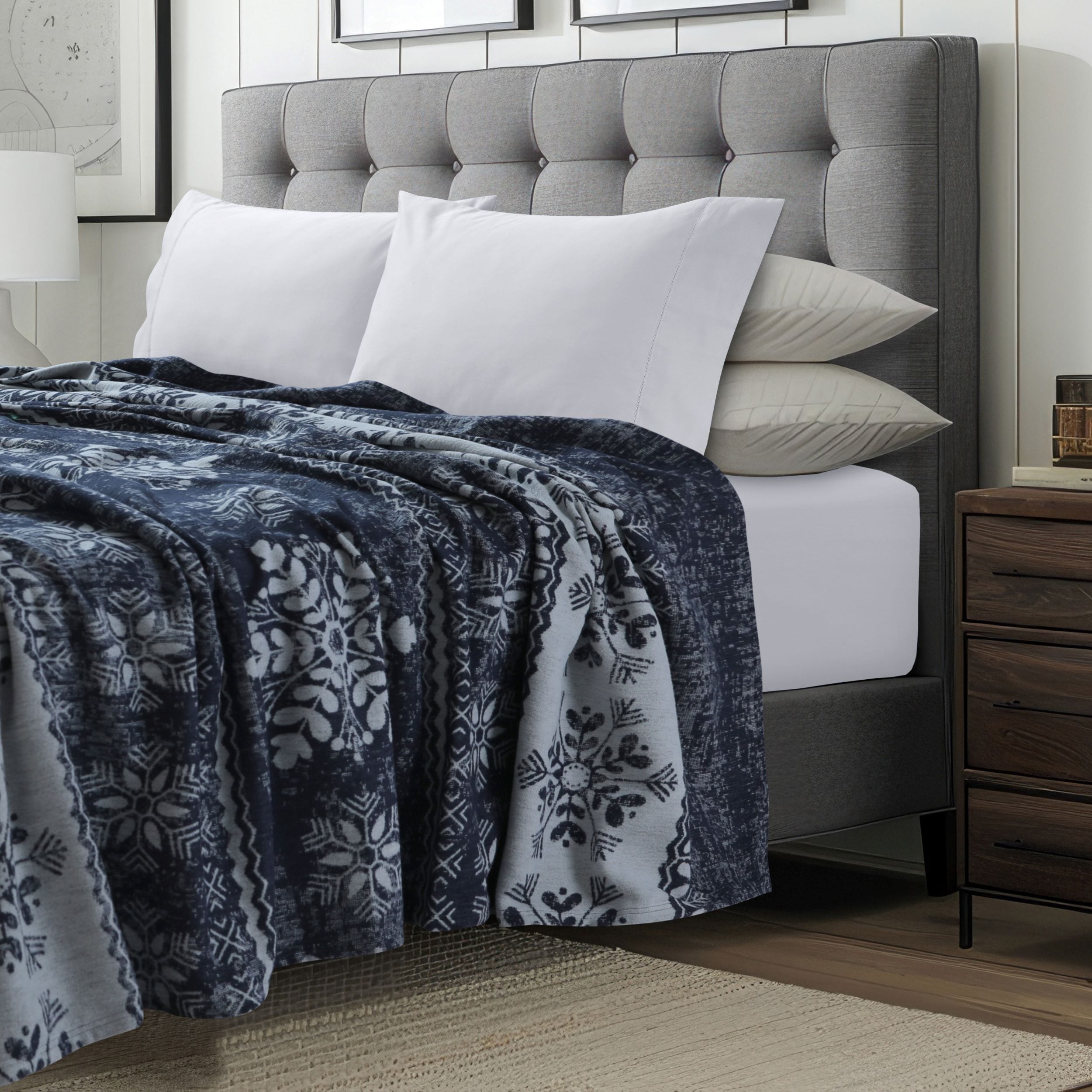 Tribeca Living German Yarn Dyed Organic Cotton Soft Cozy Throw Blanket-image