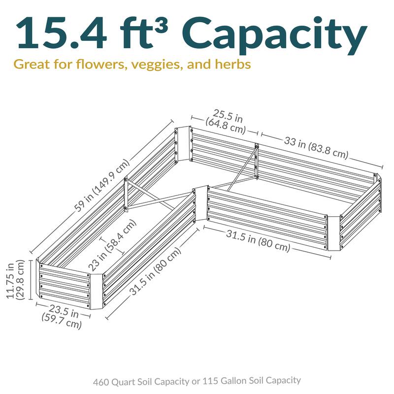 Sunnydaze L-Shaped Galvanized Steel Raised Garden Bed