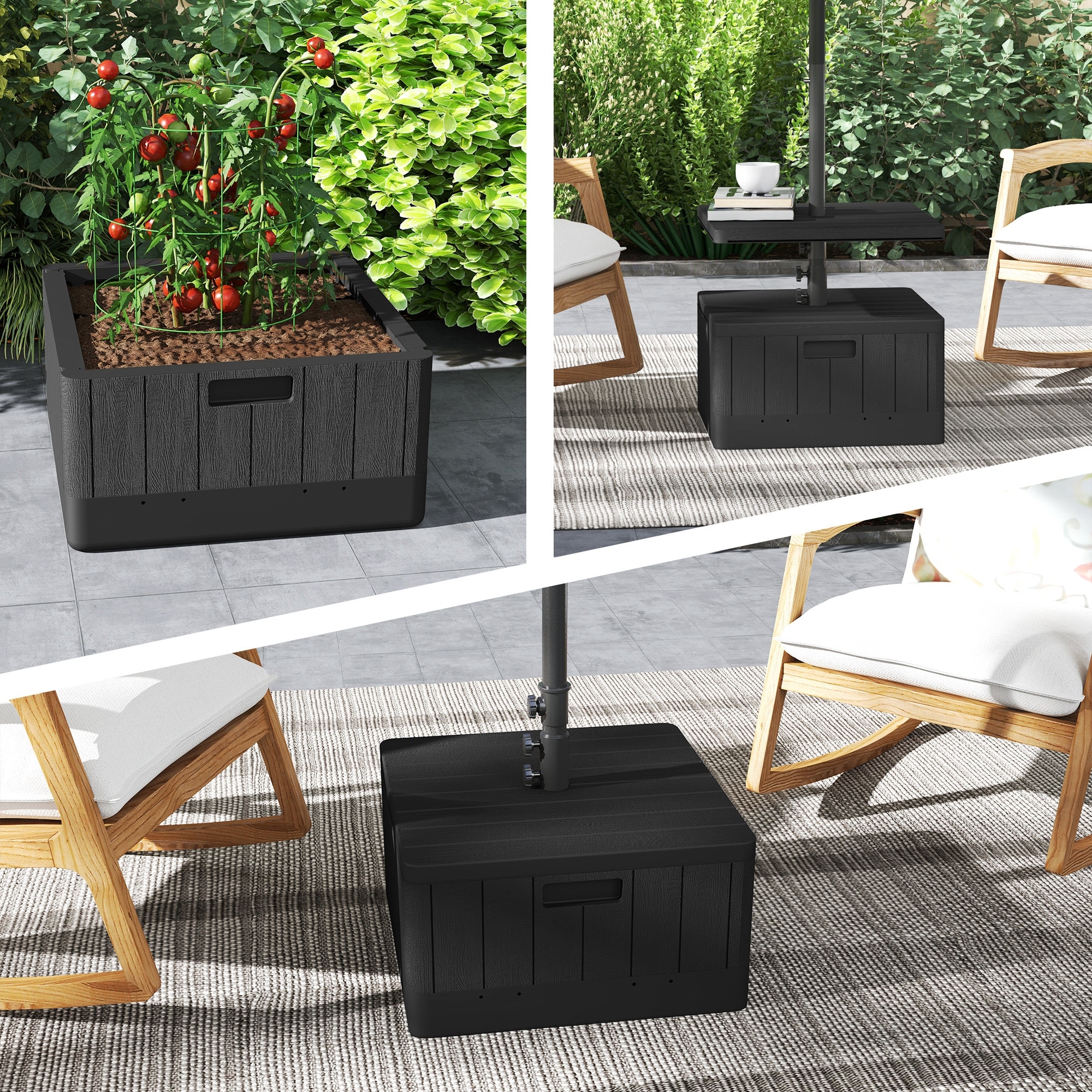 heavy duty patio table umbrella Fillable Bronze Base  13 ft(L) x 6ft (W) x 7.6Ft (H) ft Provides Added Shade with its large Double Autlaycil 9ft Outdoor Patio Umbrella