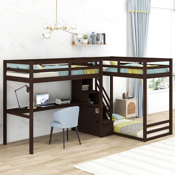 Full Bunk Bed with Guardrails Ladder Sturdy Safe White