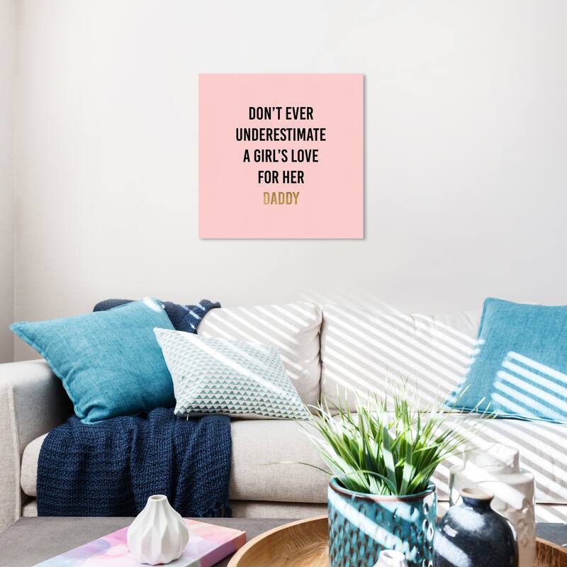 Wynwood Studio Prints Typography and Quotes Love My Dad Pink and Pastel Pink Modern & Contemporary Wall Art Canvas Print - 20 x 20