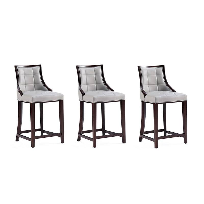 Manhattan Comfort Fifth Ave Dark Walnut Wood Counter Height Bar Stool (Set of 3)