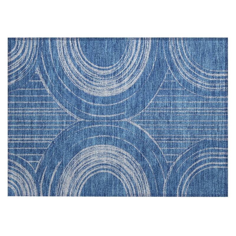 Machine Washable Indoor/ Outdoor Modern Trax Chantille Rug