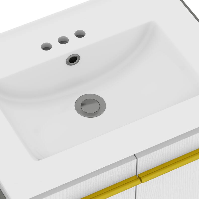 Moasis 26.5 Inch Floating Bathroom Vanity with Sink and Soft Close Double Doors