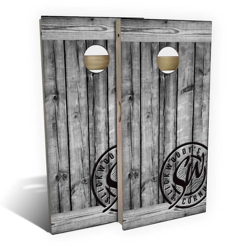 Rustic Gray Barnwood Outdoor Cornhole Board Set - Backyard 2x4 - NO Accessories