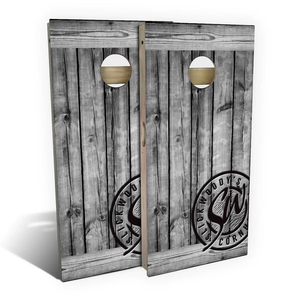 Rustic Gray Barnwood Outdoor Cornhole Board Set