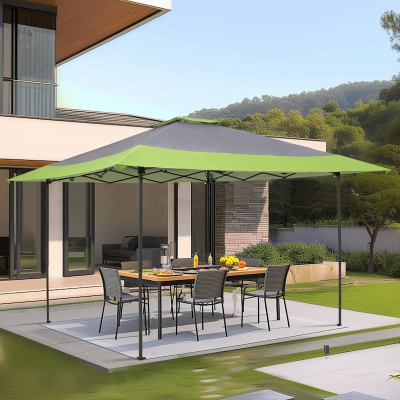 13' x 13' Outdoor Canopy Patio Gazebo Reinforced garden Pop-up Canopy Tentwith Elegant Corner Curtain - 13x13ft - Green(without curtain)