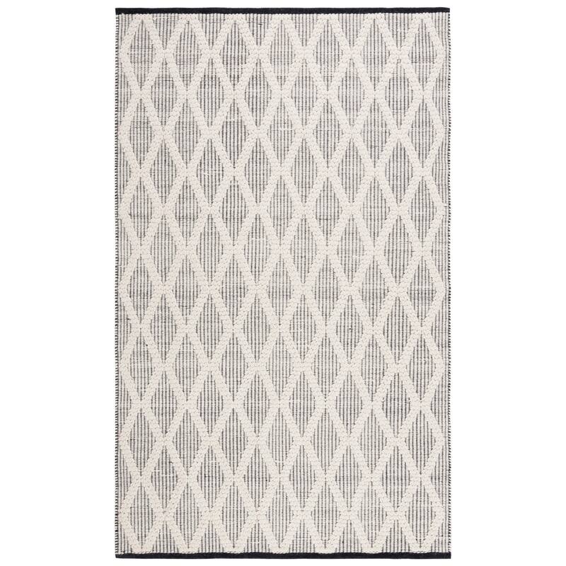 SAFAVIEH Handmade Natura Geerlien Rustic Trellis Wool Rug - 6' x 9' - Black/Ivory
