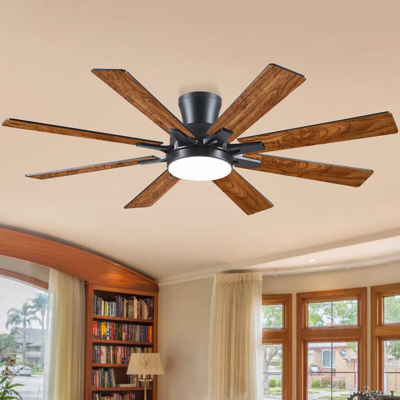 52 Inches Low Profile Ceiling Fan with LED Integrated,Retractable Blades,Remtoe and APP Control,for Bedroom,Living Room