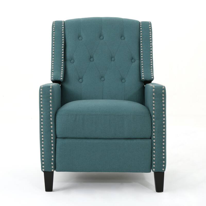 Pushback Recliner Chair, Fabric Armchair Push Back Recliner with Rivet Trim, Mid Century Tufting Accent Chair for Living Room