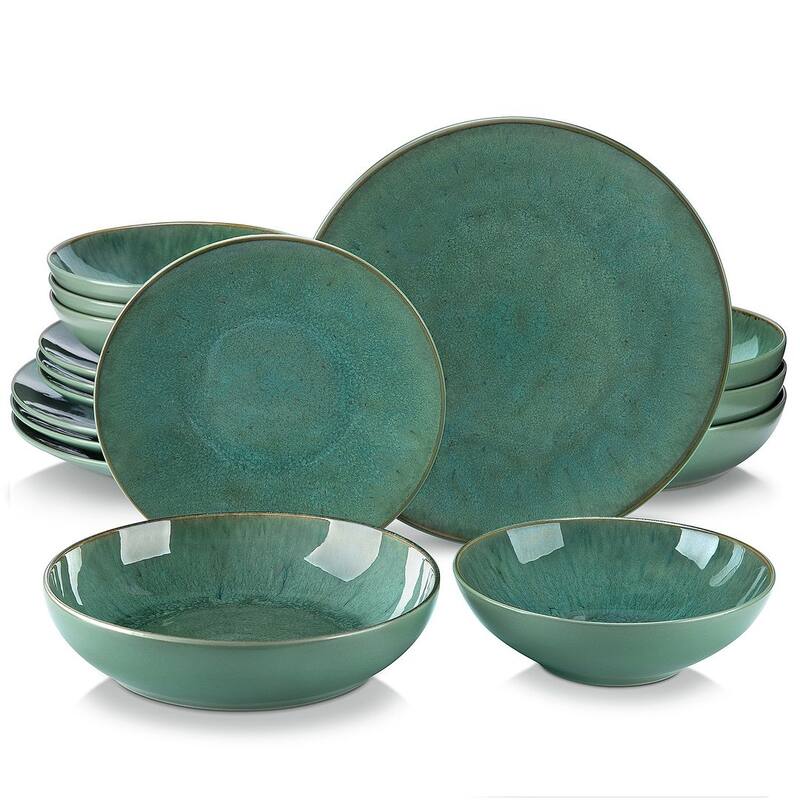 vancasso Karst 16-Piece Stoneware Dinnerware Set, Service for 4 - Green