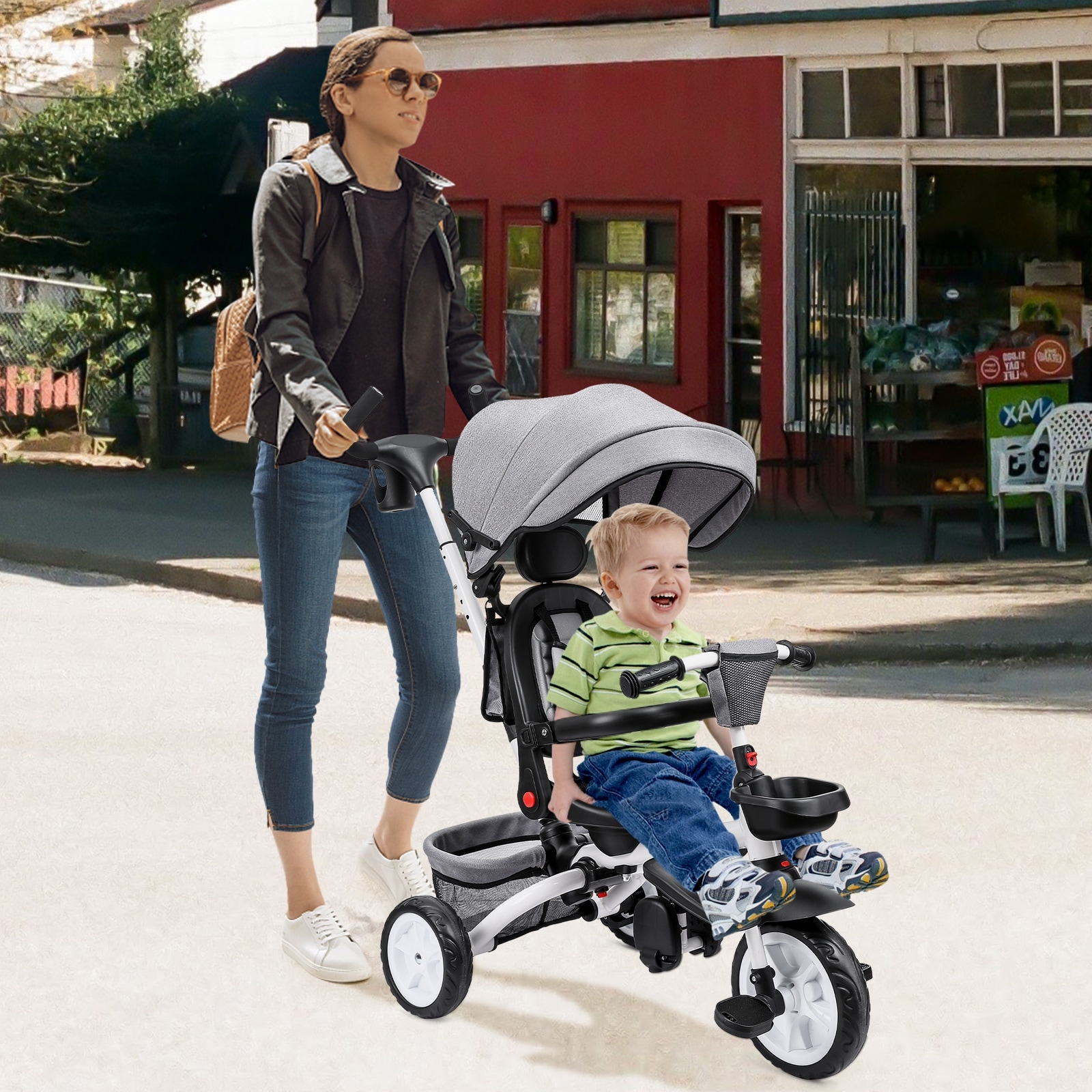 Baby Tricycle Stroller 7 in 1 Folding Toddler Bike Bed Bath Beyond 38915955