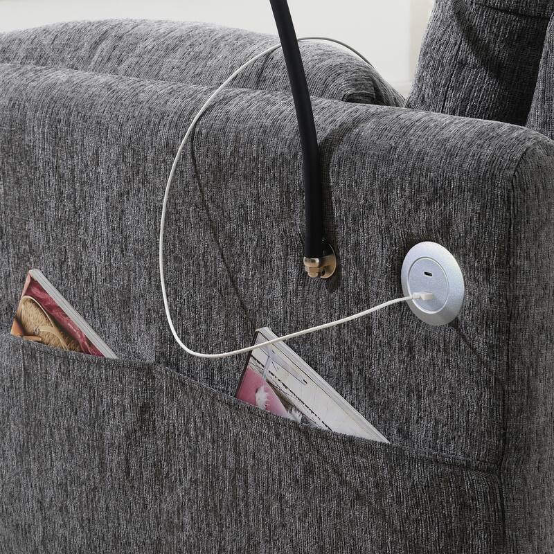 Roomfitters 96.5" L-Shaped Sectional Sofa with Storage Ottoman, Phone Holder, USB Charging, Deep Seat Chenille Couch