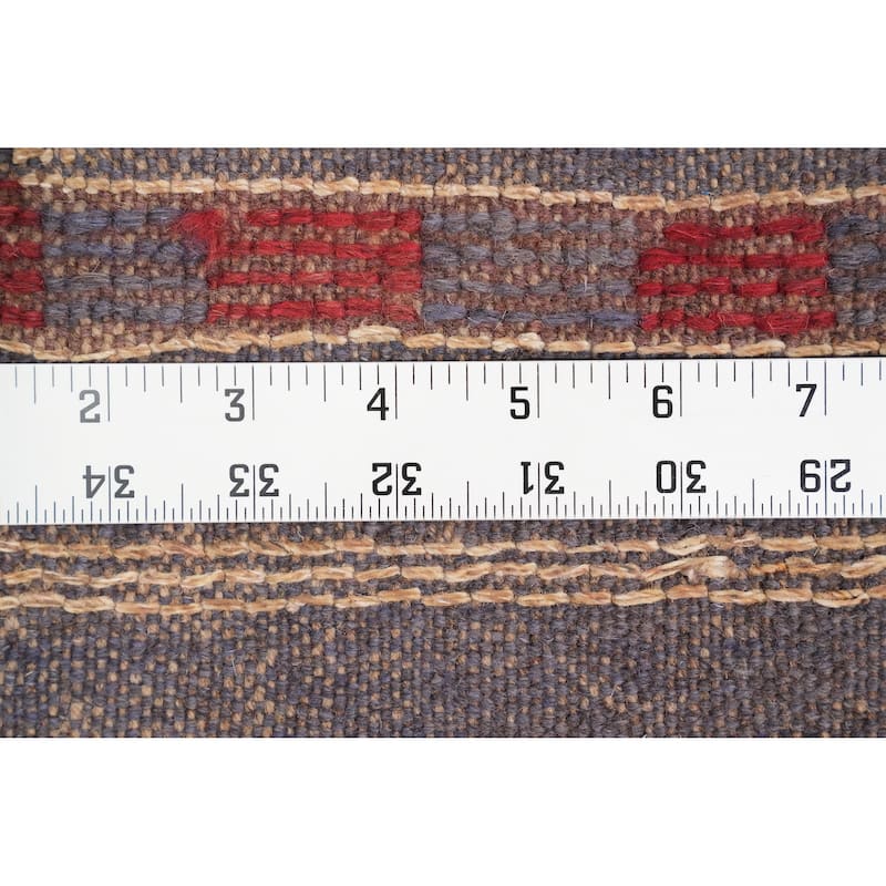 Hand Knotted Oriental 100% Wool Carpet Traditional Tribal Red Balouch Runner Rug - 7' 1'' X 1' 11''