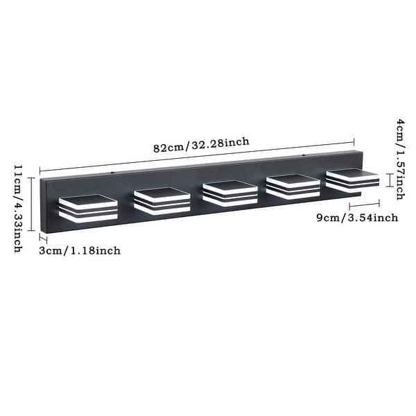 LED Modern 5-Light Matte Black Bathroom Vanity Light - Acrylic Over-Mirror Lighting