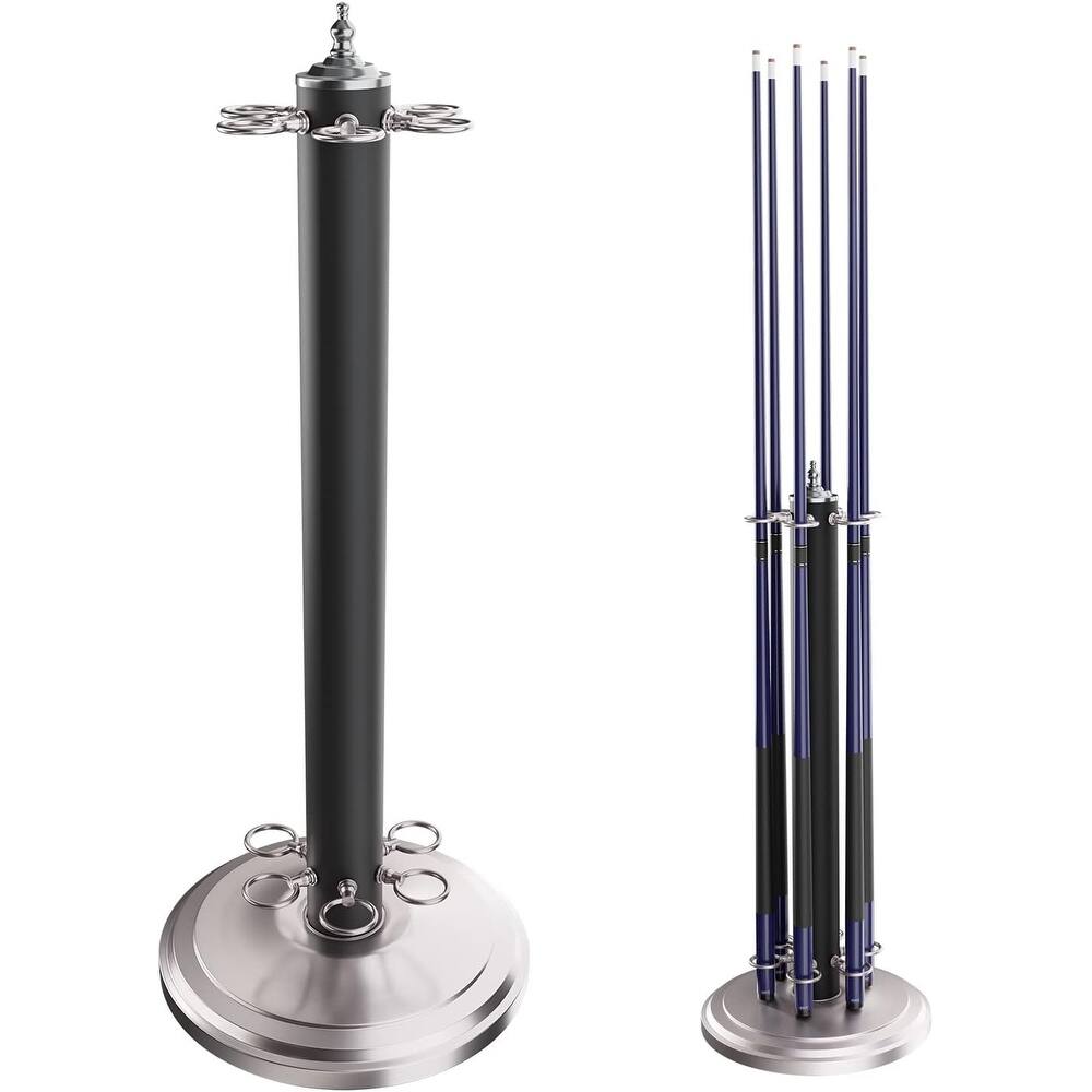 GSE™ 6-Cue Floor Stand-Style Metal Billiard Pool Cue Rack, Holds 6 Pool Cue Sticks