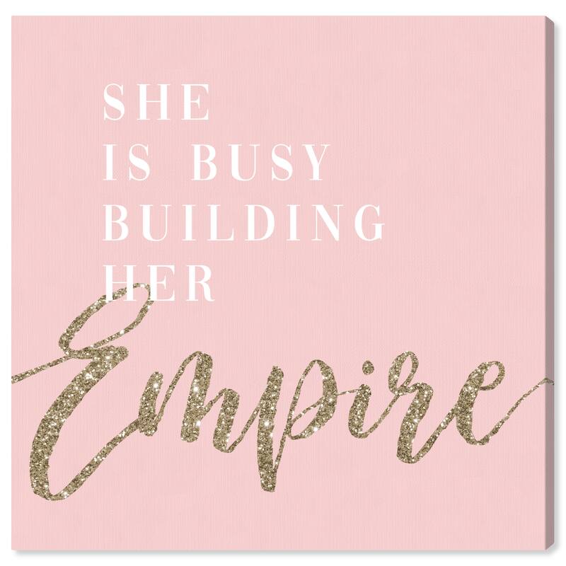 Wynwood Studio Prints Typography and Quotes Building Her Empire Blush Pink and Light Pink Glam Wall Art Canvas Print