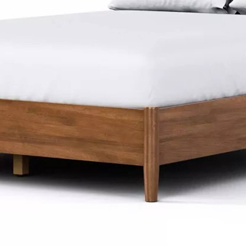 Roma Full Size Bed w Panel Headboard, Transitional Walnut Brown Solid Wood