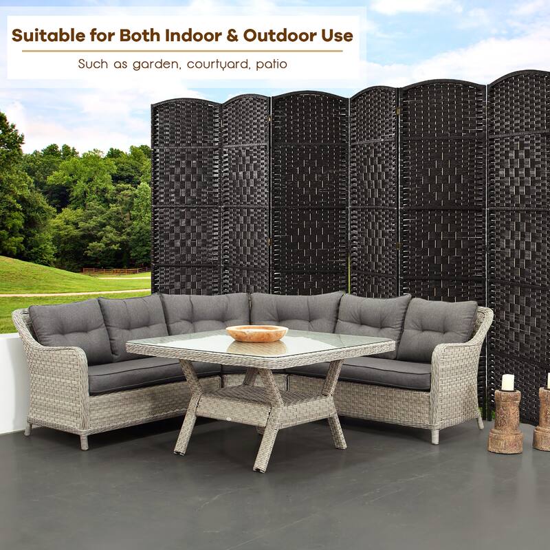 Costway 6-Panel Room Divider 6Ft Weave Fiber Folding Privacy Screen