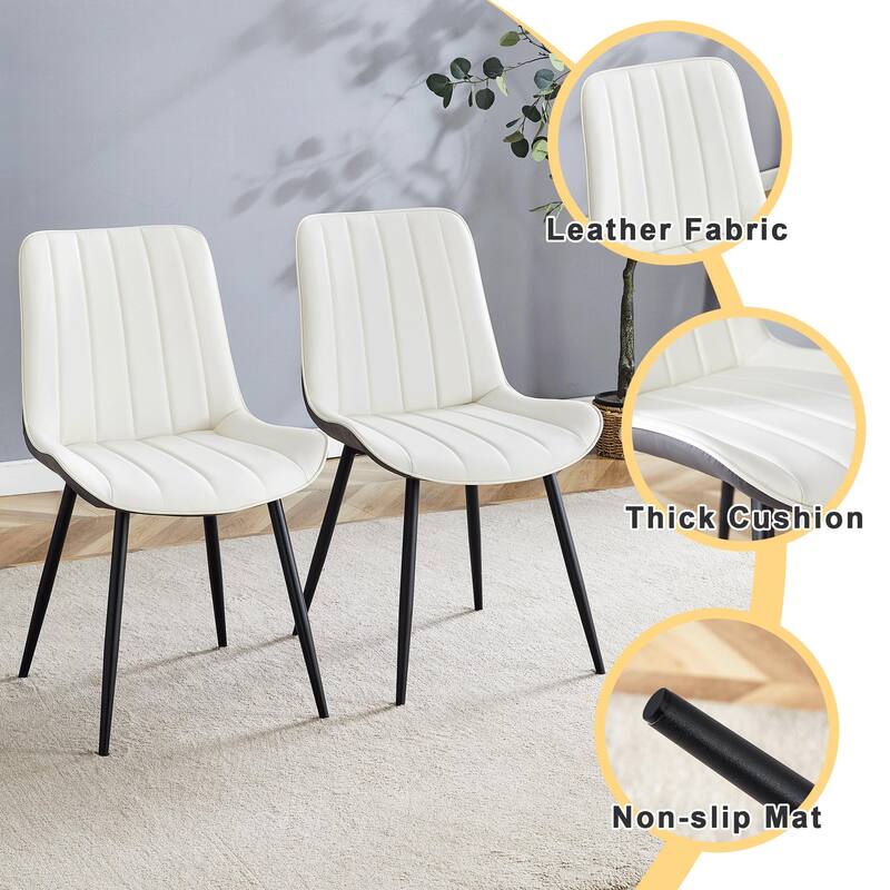 Extended Seat Cushion PU Dining Chair Set - 4 Pieces.Smooth line design