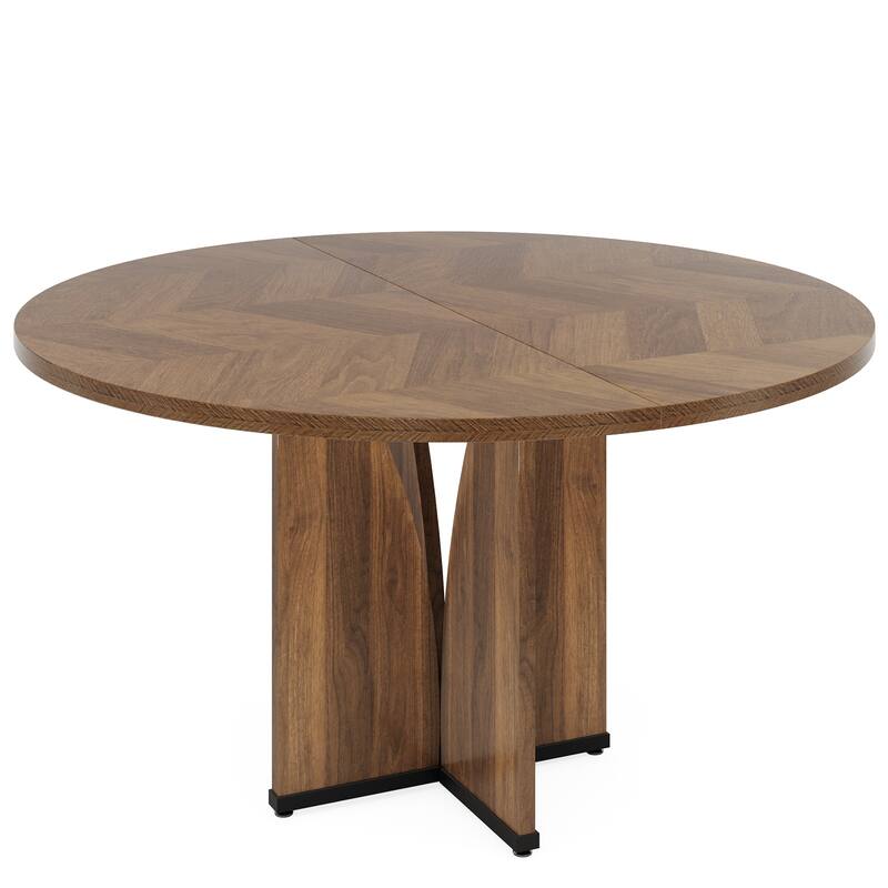 Wooden Large Dining Table, Round Kitchen Table for Dining/Living Room