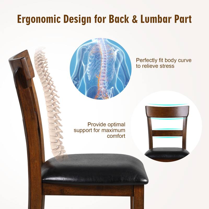 Gymax Set of 2 Barstools Counter Height Chairs w/Leather Seat & Rubber - See Details