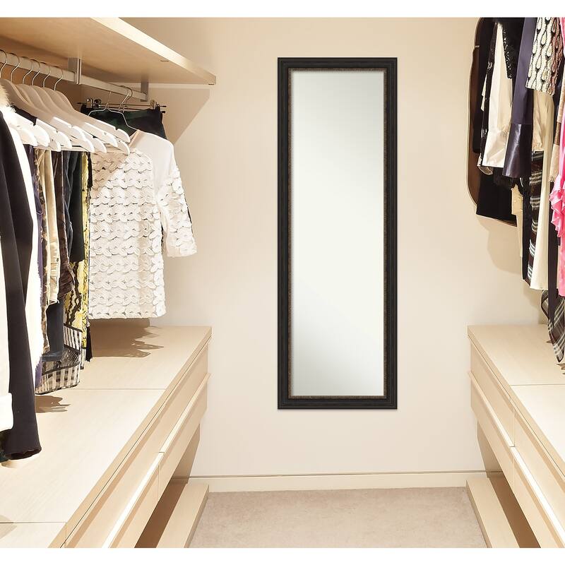 Non-Beveled Full Length On The Door Mirror - Accent Bronze Frame - Glass Size 14 x 48