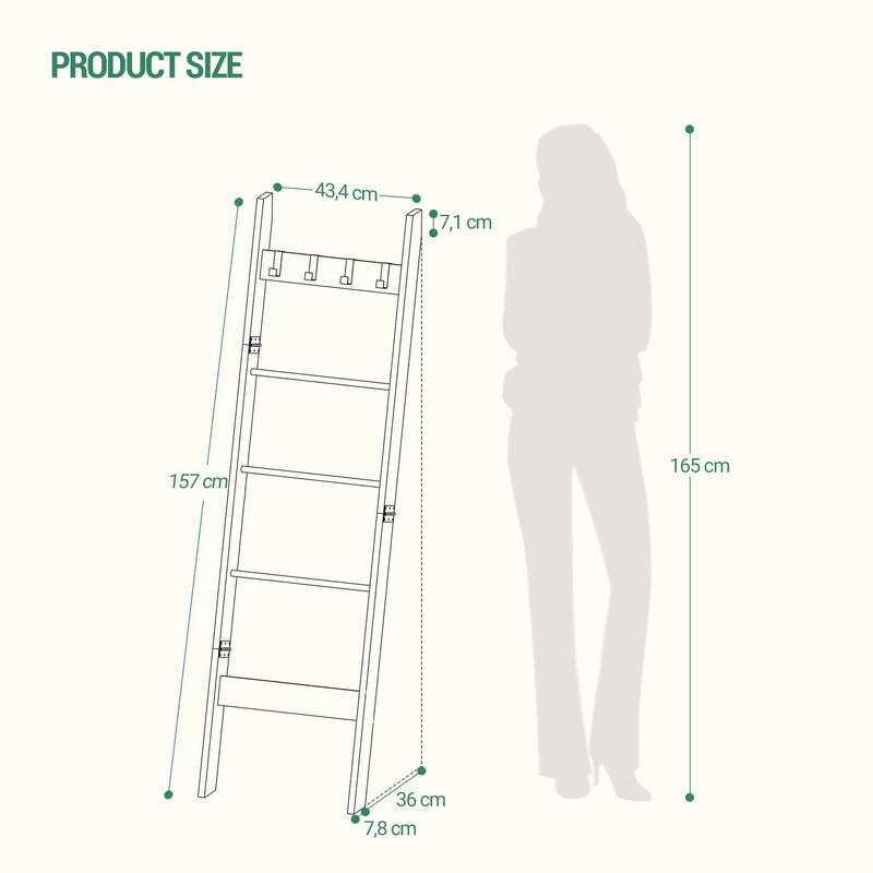 Blanket Ladder for Living Room, Decorative Quilt Rack - 5 Tier
