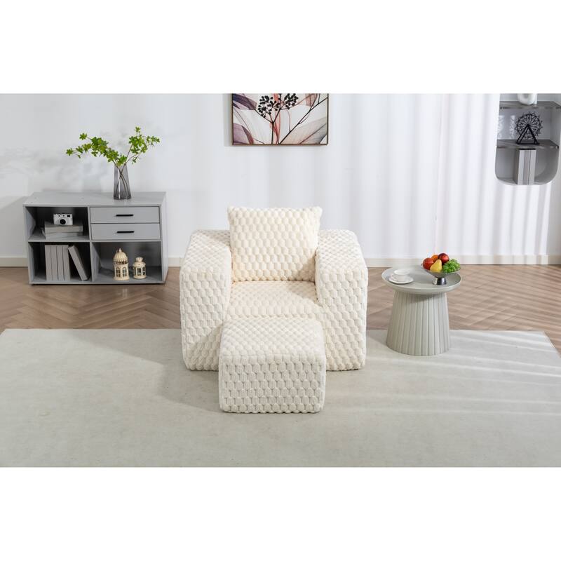 Lingge corduroy compression sofa with Ottoman