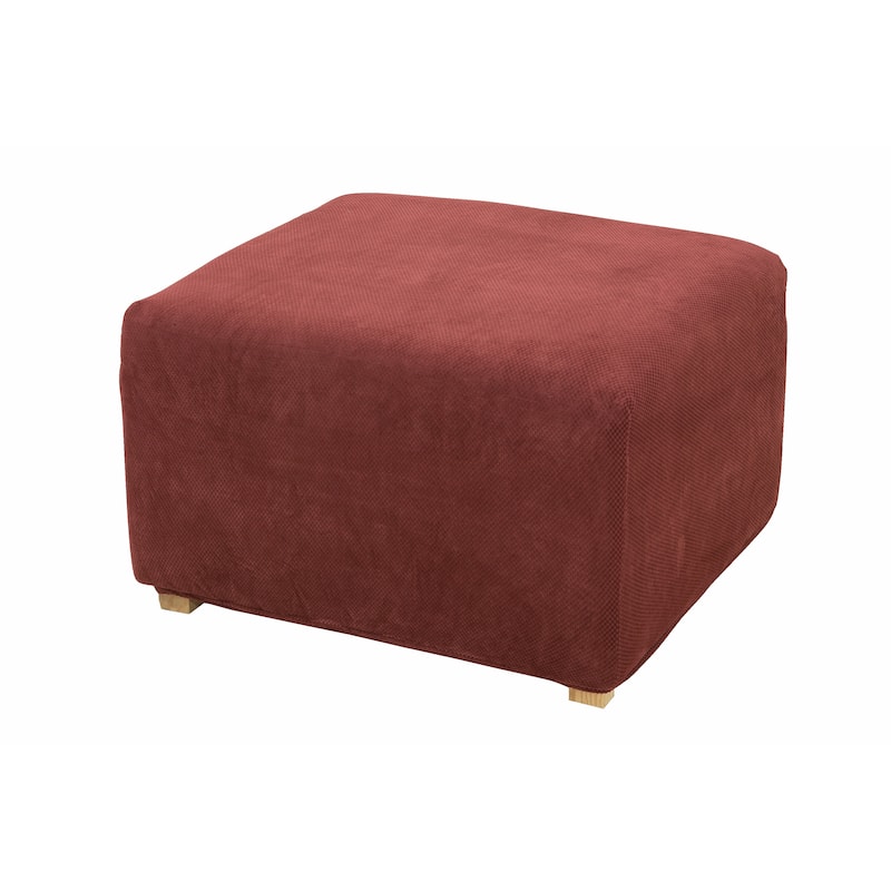 SureFit Stretch Pique Ottoman Slipcover - Garnet