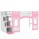 preview thumbnail 5 of 10, Twin Size Low Loft Bed with Storage Staircase, Wood Loft Bed Frame with Full-Length Guardrails & Window, for Kids Teens, Pink