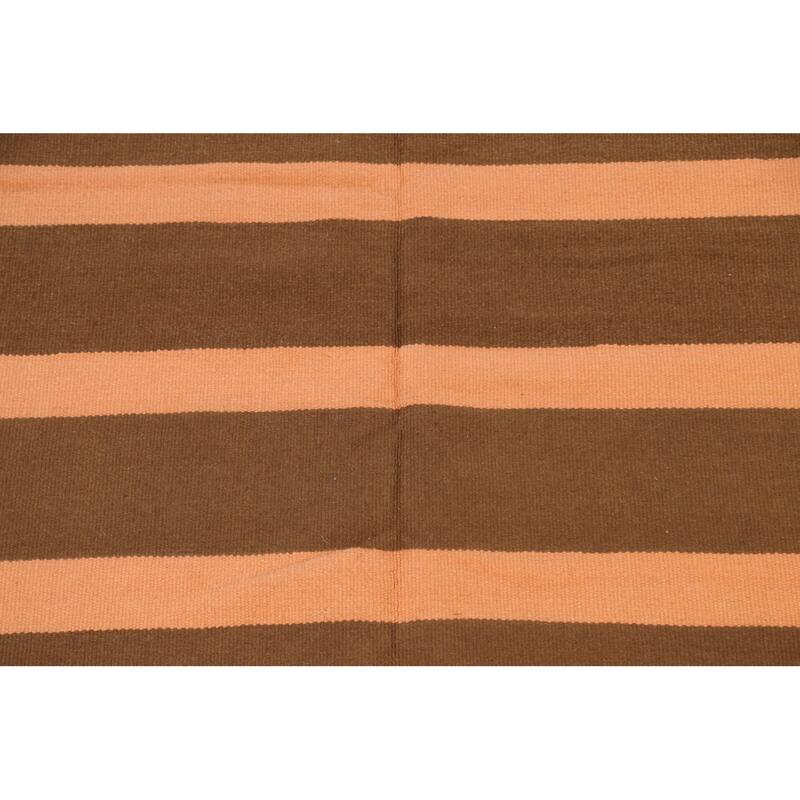 Stripe Modern Kilim Oriental Wool Area Rug Hand-woven Bedroom Carpet - 6'1" x 8'8"