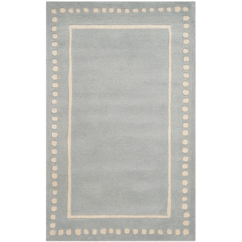 SAFAVIEH Handmade Bella Alverta Dotted Border Wool Rug - 2' x 3' - Light Blue/Ivory