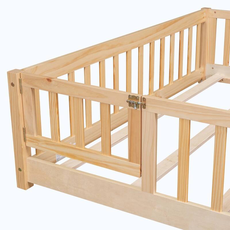 Durable Floor Platform Bed with Fence