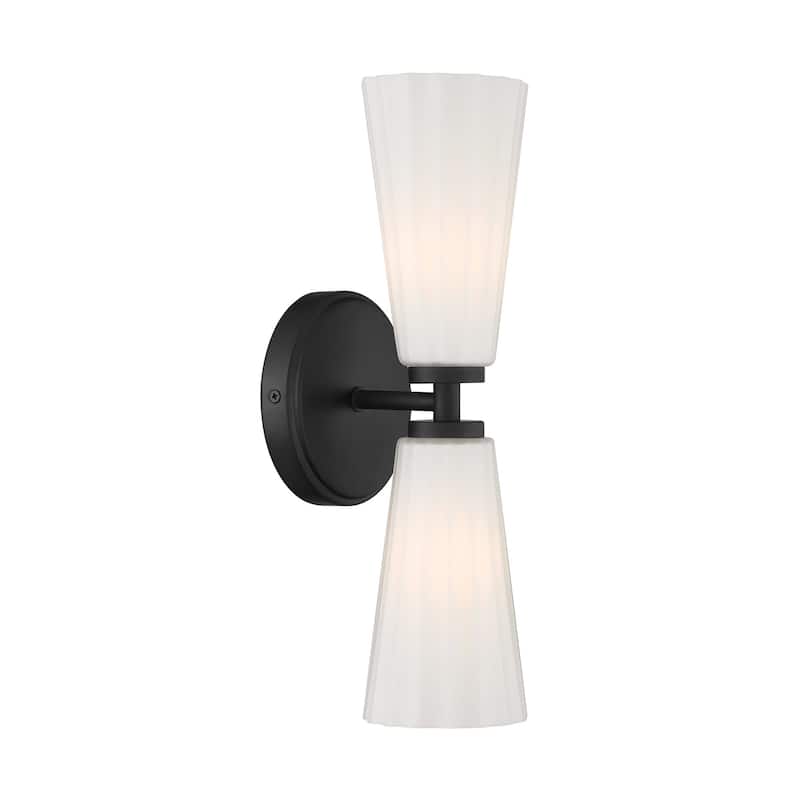 Bellevue SHWS43575 Meridian 2 Light 15" Tall Bathroom Sconce with - Matte Black