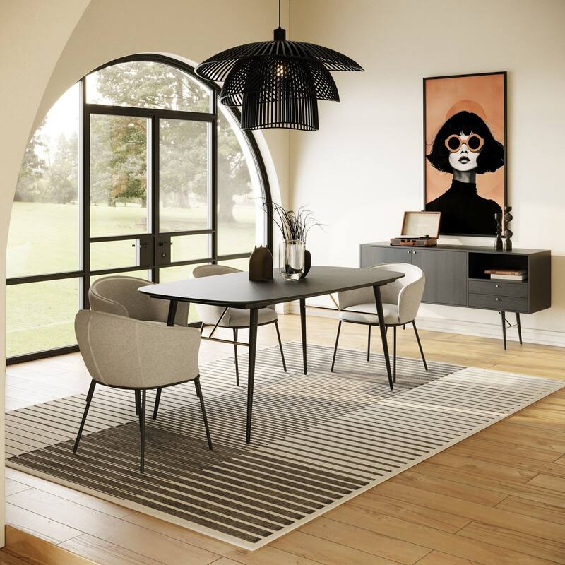 Modrest Billy Modern Black Oak & Gold Extendable Dining Table