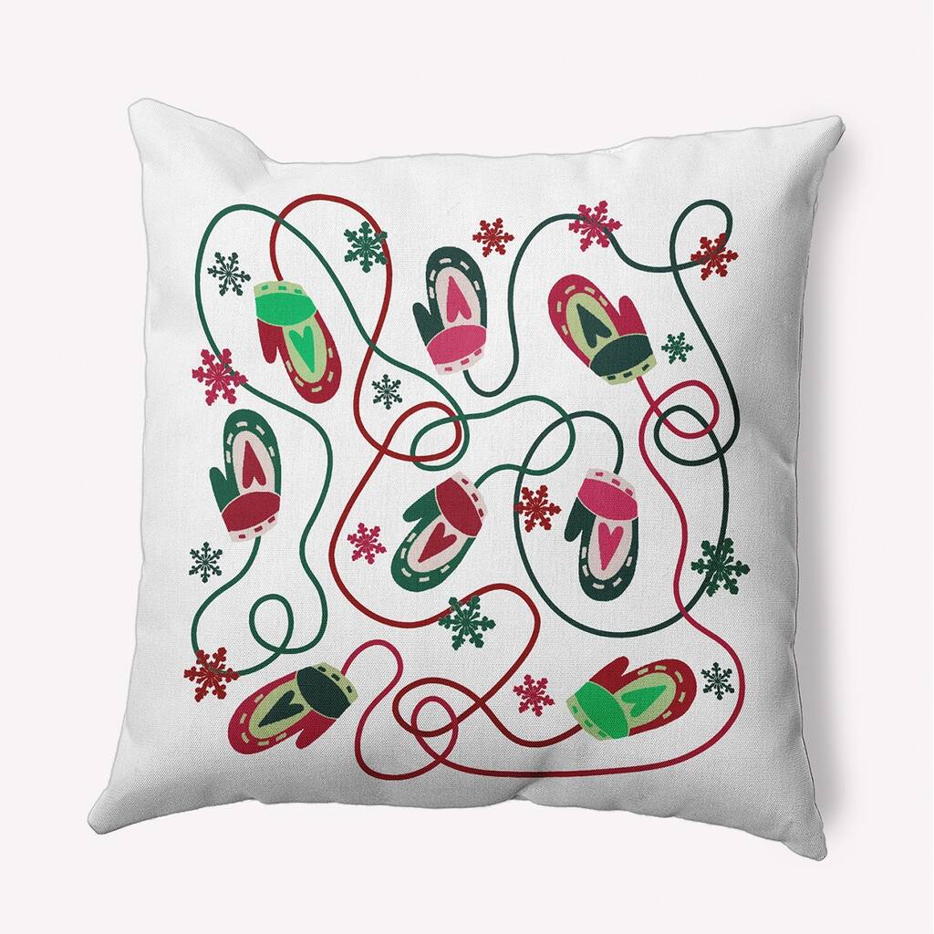 Winter/Christmas Mittens Indoor/Outdoor Throw Pillow