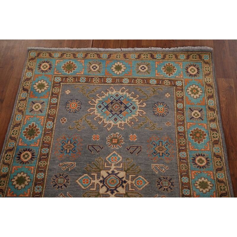 Kazak Accent Rug Hand-Knotted Oriental Wool Carpet - 3'4" x 4'10"