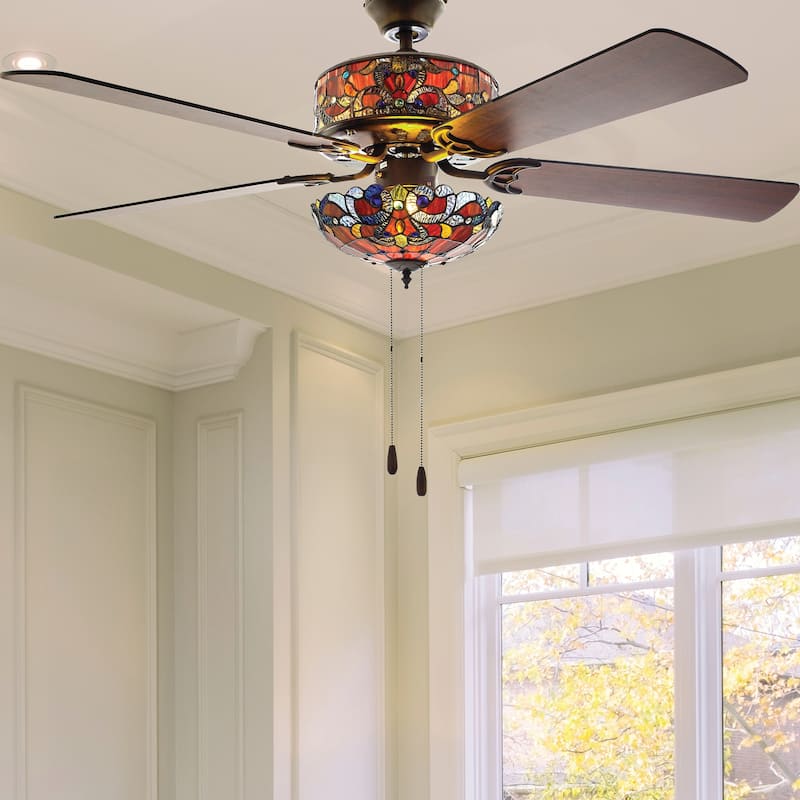 Copper Grove Guasipati 52-inch Tiffany-style Magna Carta Ceiling Fan - 52"L x 52"W x 16.5