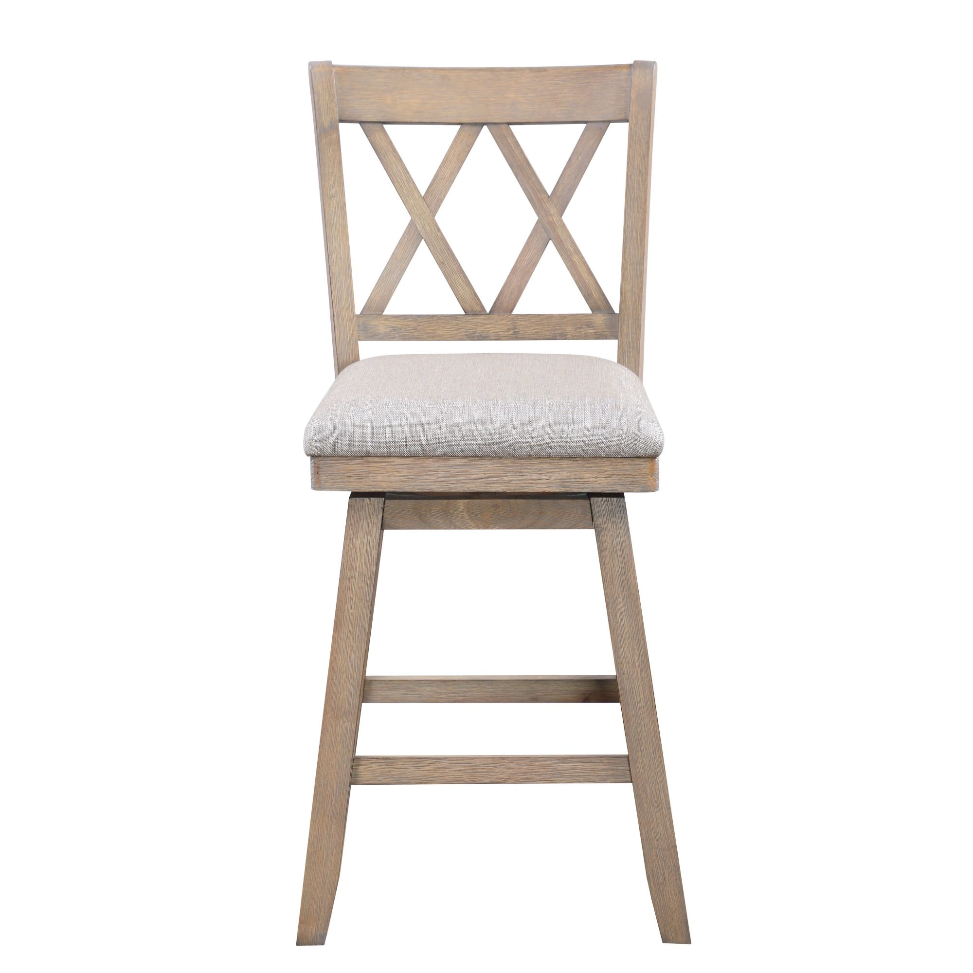 37.5" Brown High Double Cross Bar Stool with Swivel Seat