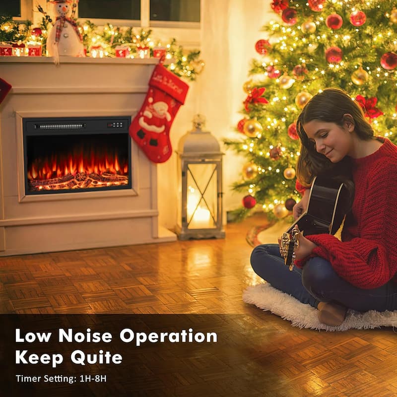 BOSSIN 18/23 inches Electric Fireplace Heater, 750/1500W Electric Fireplace Insert with Overheating Protection