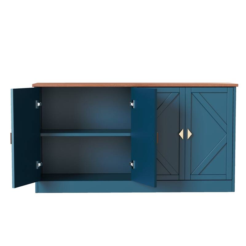 Modern 59" Sideboard, Accent Cabint Credenza TV Stand with Adjustable Shelves