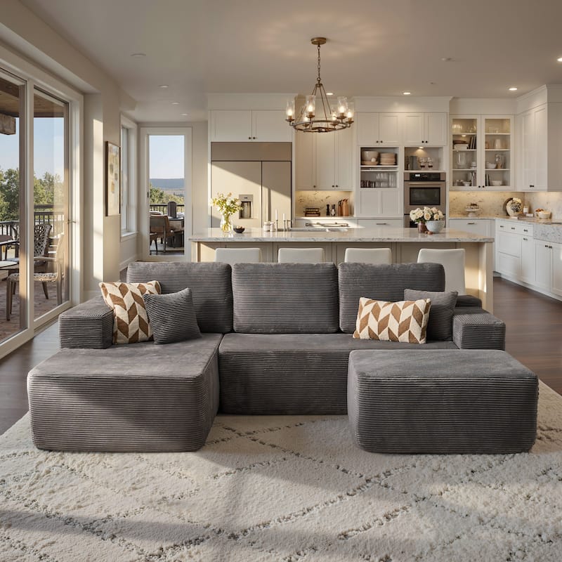 ​​OVIOS Lazy Chaise Lounge Sofa with Ottoman​