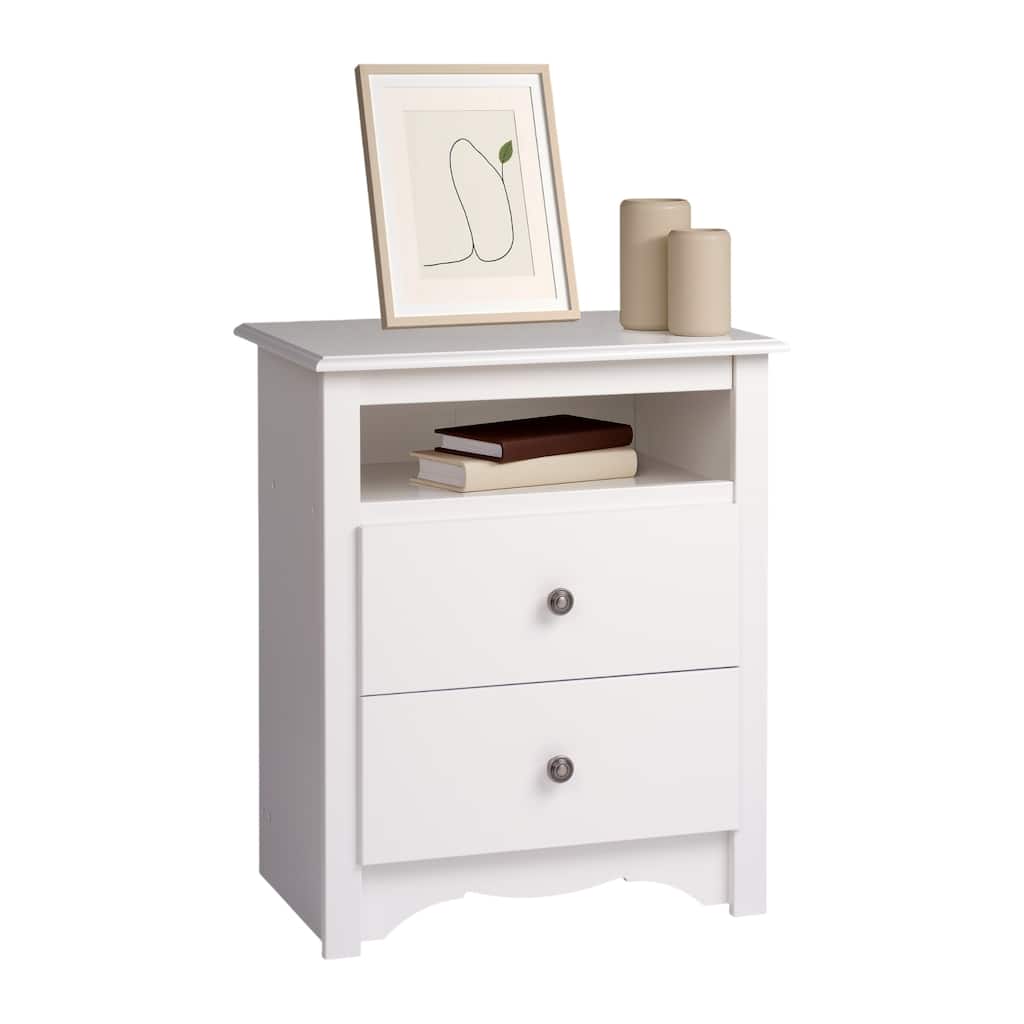 Copper Grove Periyar White 2-drawer and Open Cubbie Nightstand