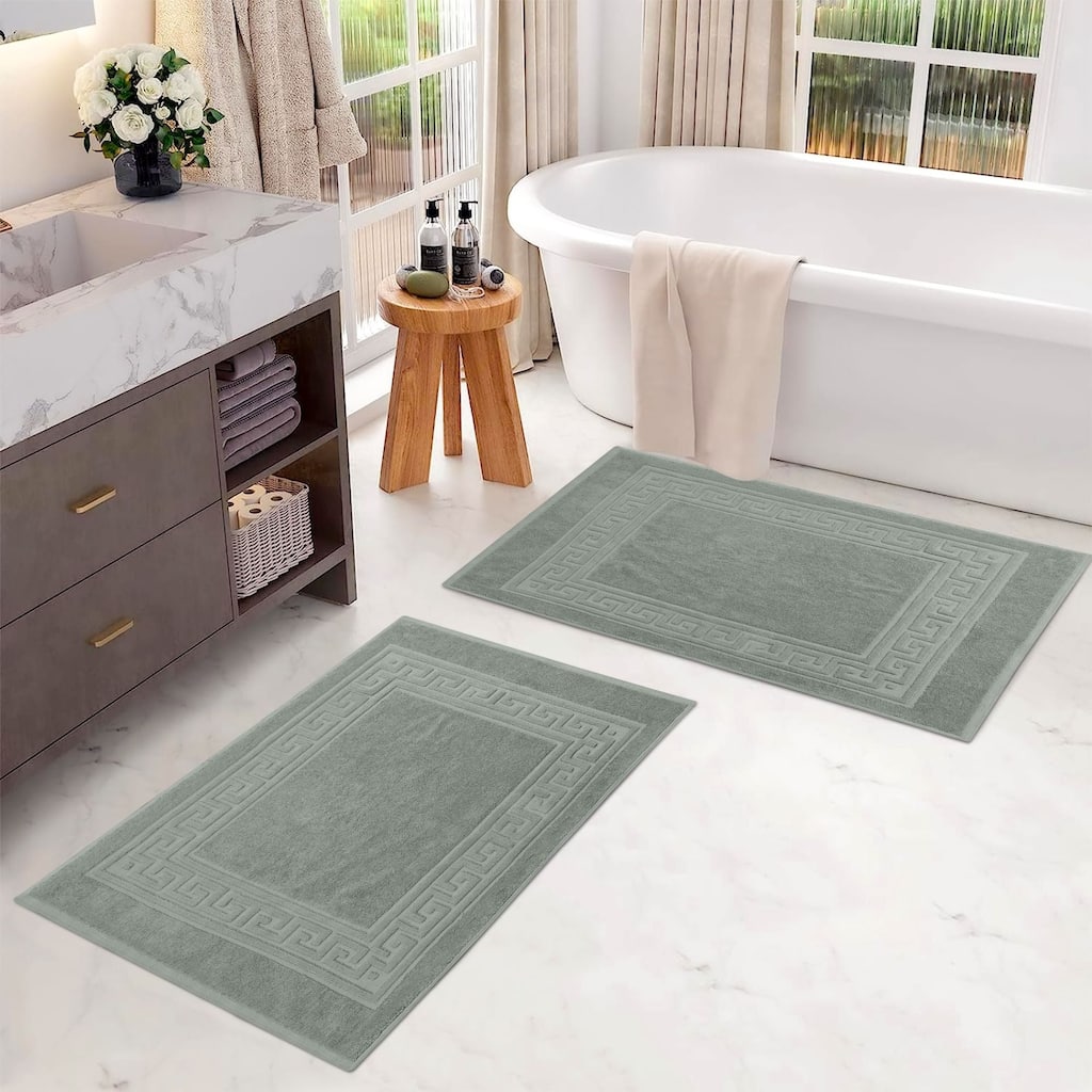 Blue Nile 900 GSM 100% COTTON Thick Absorbent Washable Bath Mats, Set of 2