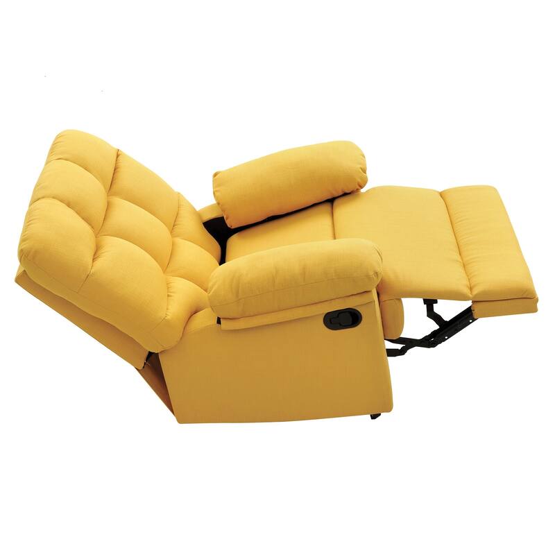 Fabric Upholstered Reclining Chair with Padded Arms - 39" - Yellow